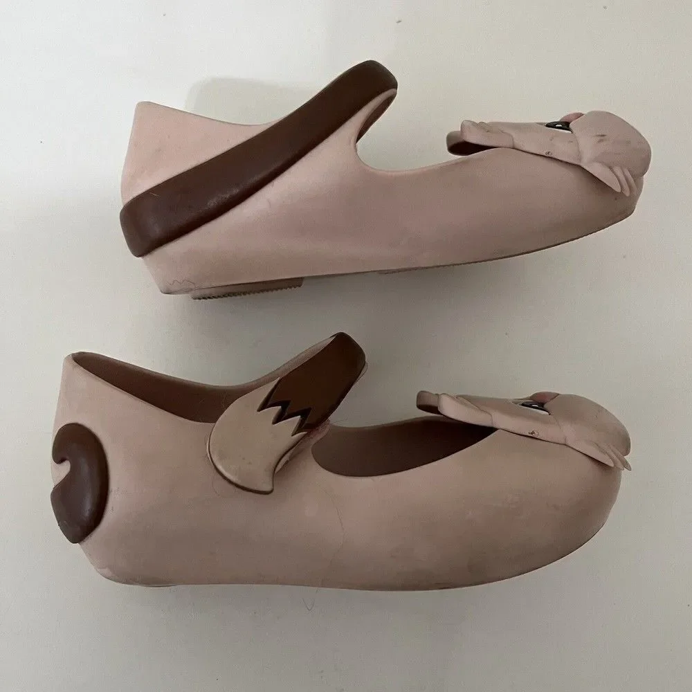 Mini Melissa Ultragirl Pink Chipmunk Mary Jane Flats Shoes Toddler Girls Size 8